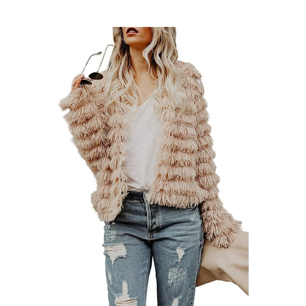 🍾HP🍾ROMINA Apricot Faux Fur Coat - Picture 5 of 7